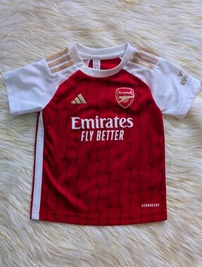 adidas Arsenal Infant Toddler Red White Home Soccer Jersey Gold Accent Size 18m